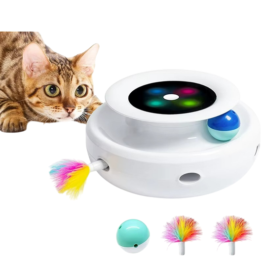 2-in-1 Smart Katzenspielzeug – Elektronisches Federball-Spielzeug mit 5 Modi